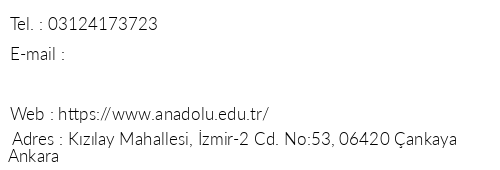Anadolu niversitesi Ankara Misafirhanesi telefon numaralar, faks, e-mail, posta adresi ve iletiim bilgileri